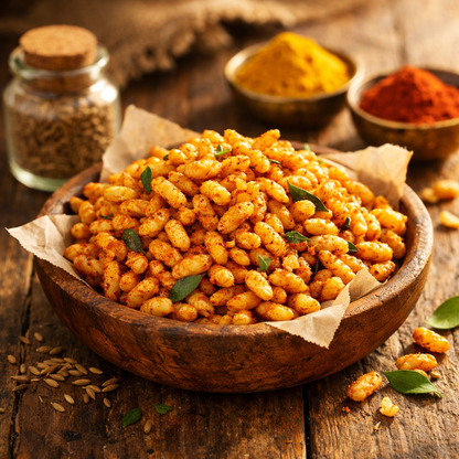 Baked Masala Puff Rice — tabletop