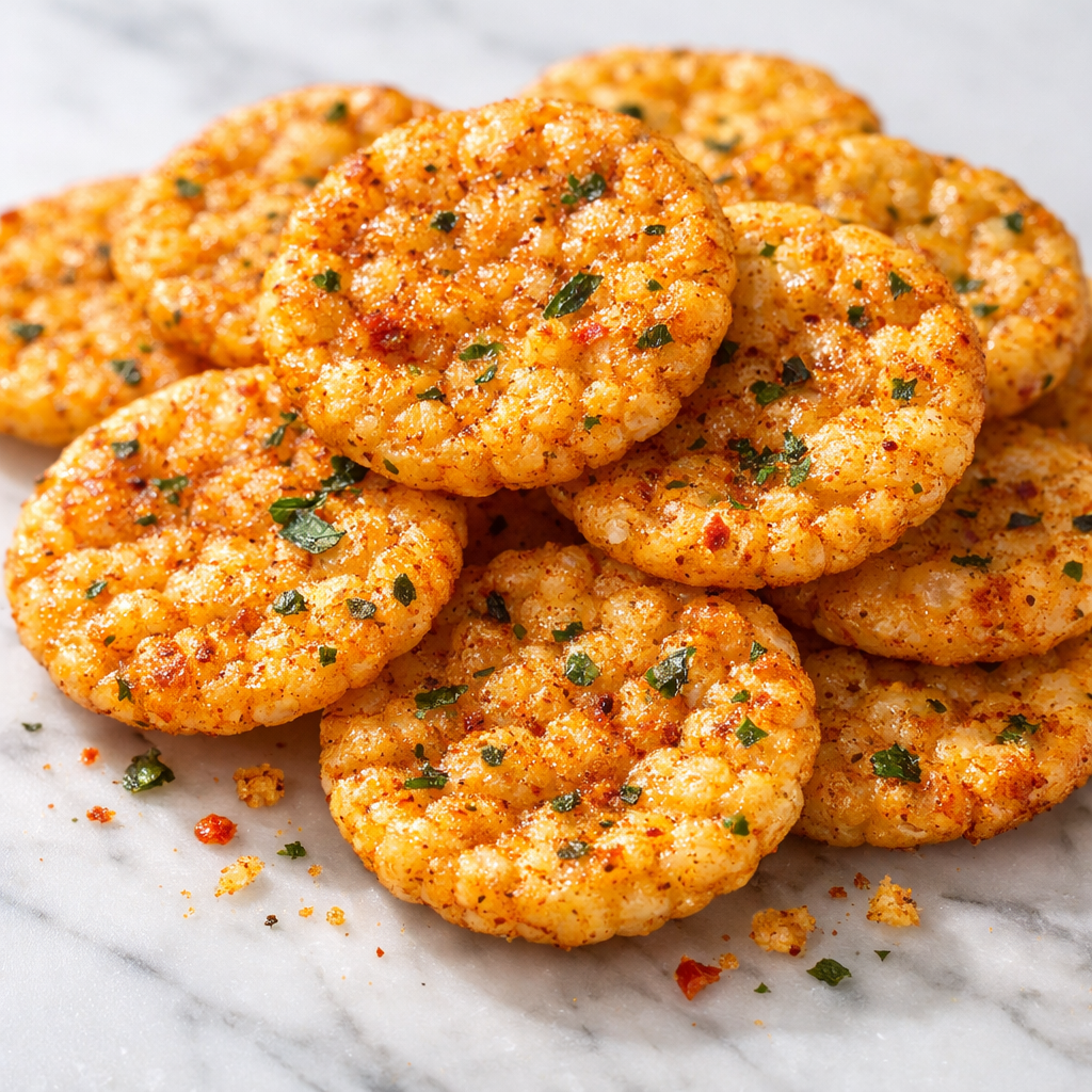 Chutney Flavored Rice Crackers — texture_close_up
