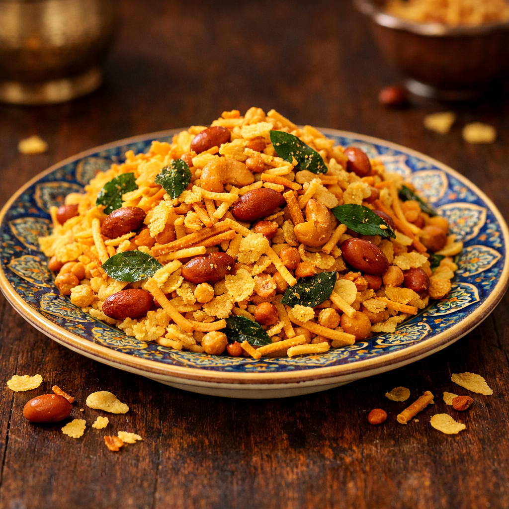 Classic Chivda Mix — on a plate