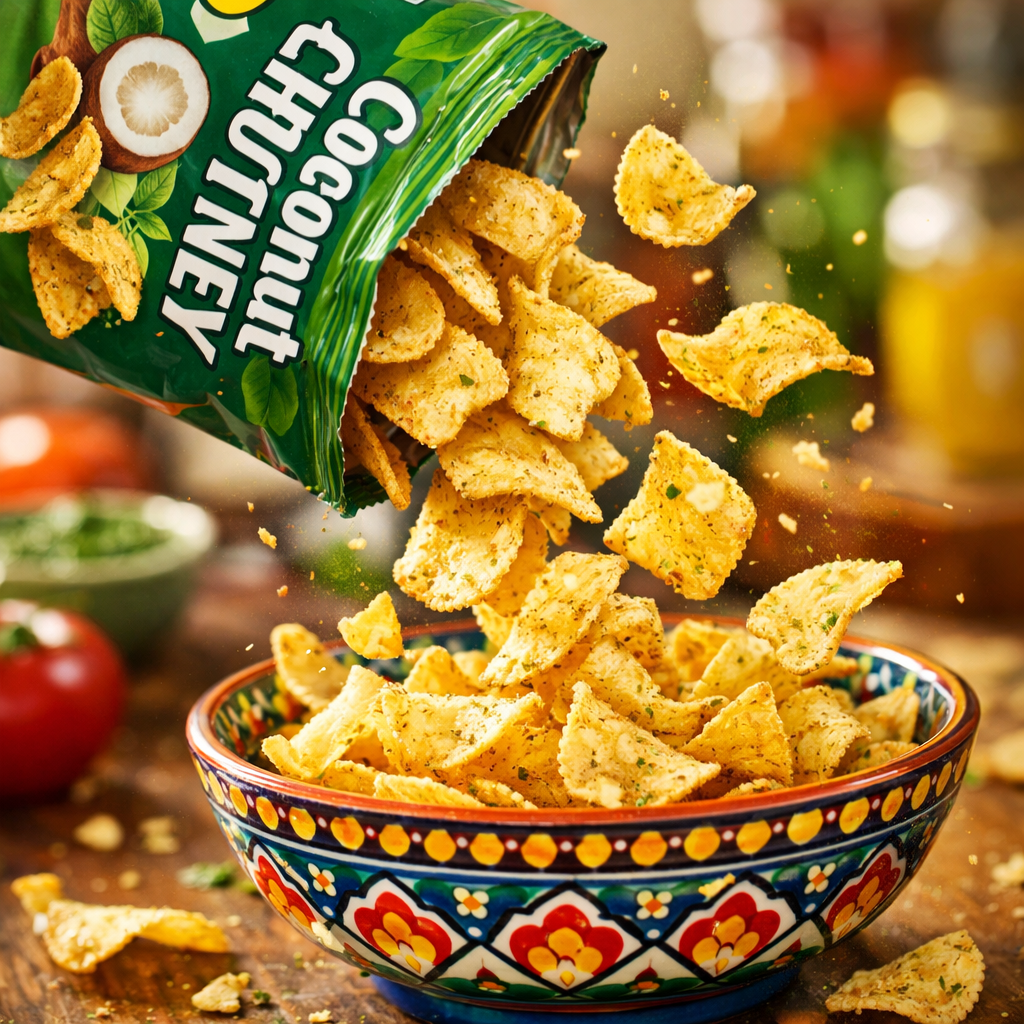 Coconut Chutney Chips — presentation