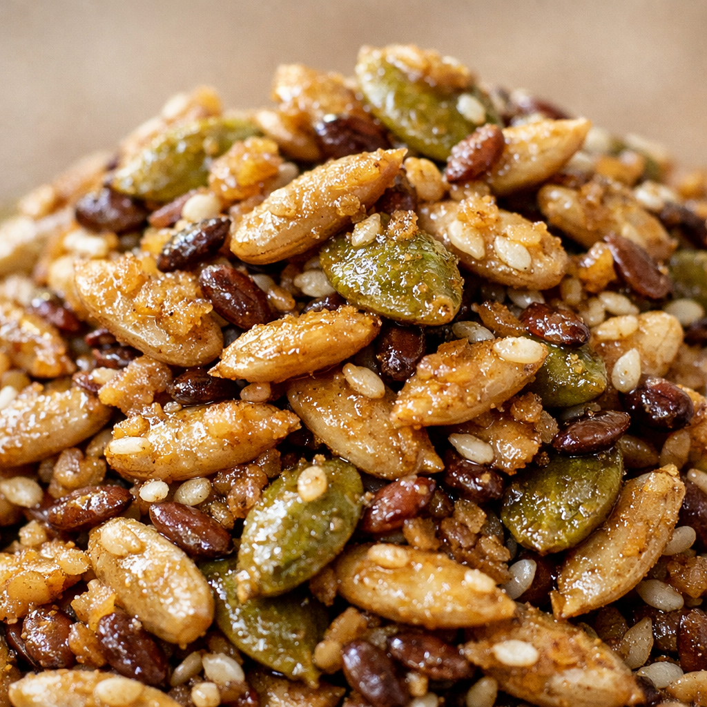 Garlic Flavored Seed Snacks — close_up_image