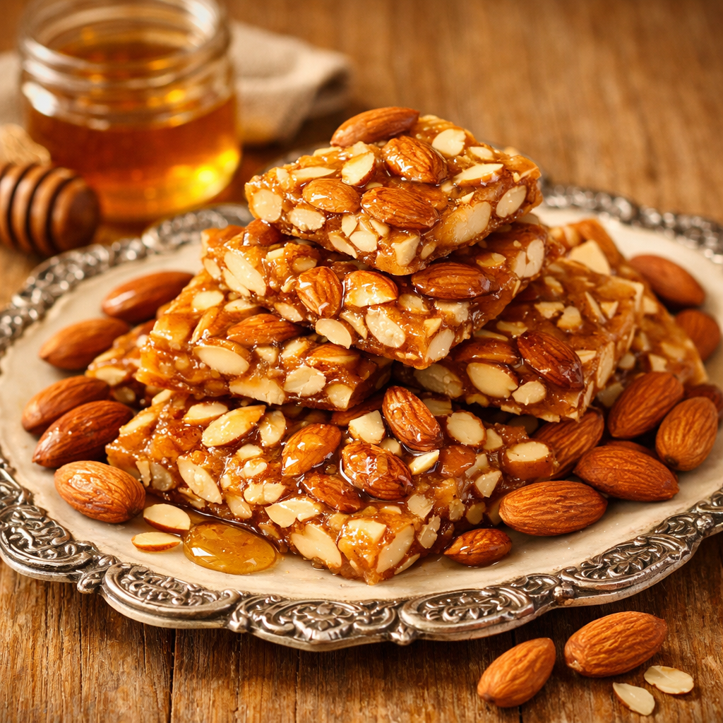 Honey Almond Brittle — Presentation Shot