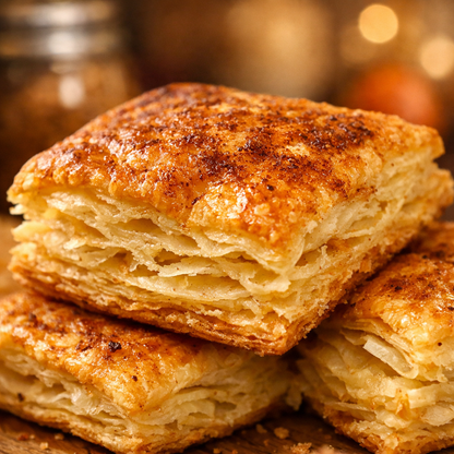 Karam Masala Puff Pastry — textural close-up