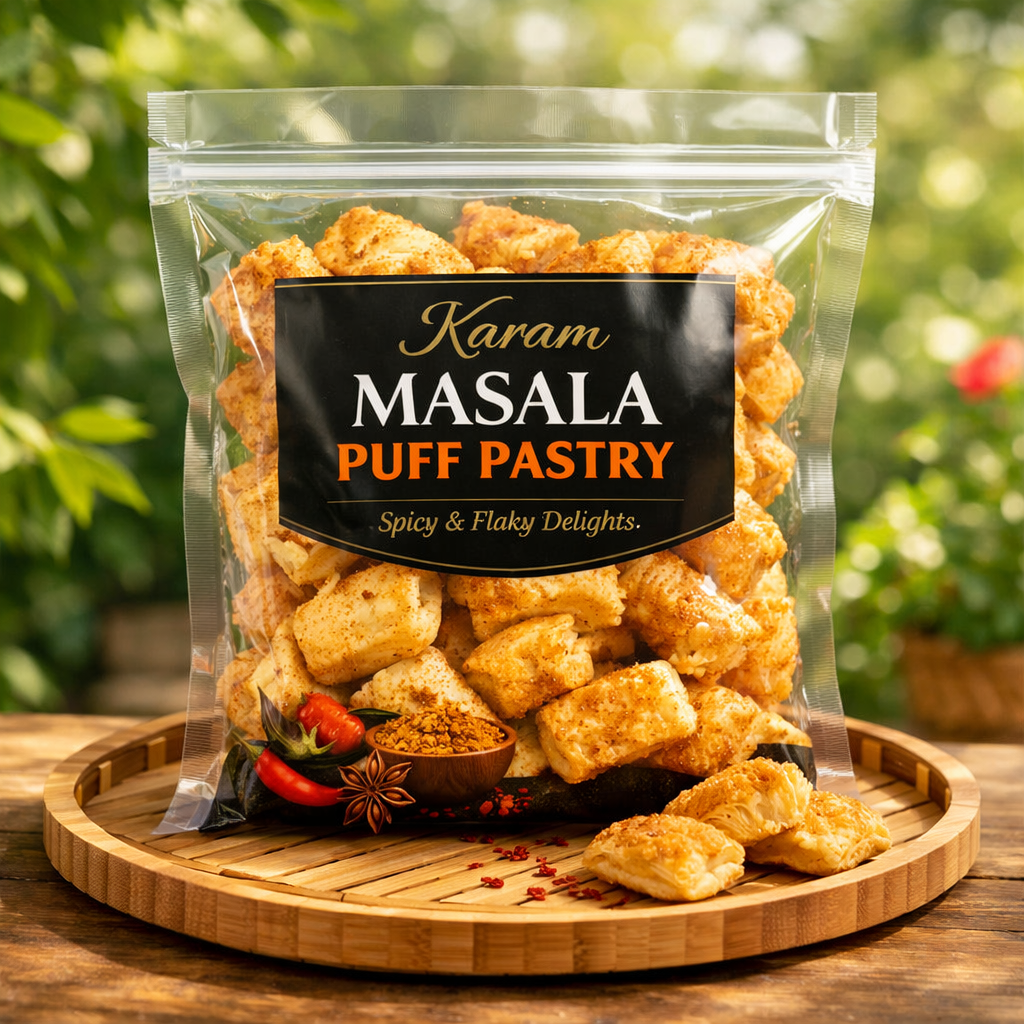 Karam Masala Puff Pastry — packaging shot