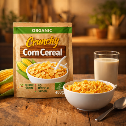 Organic Crunchy Corn Cereal — lifestyle shot