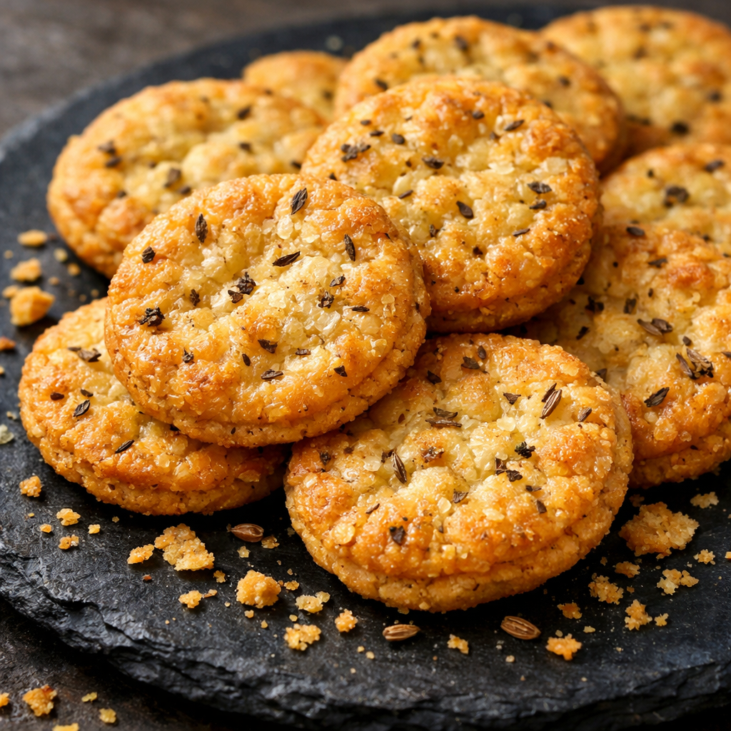 Savory Baked Mathri — close-up