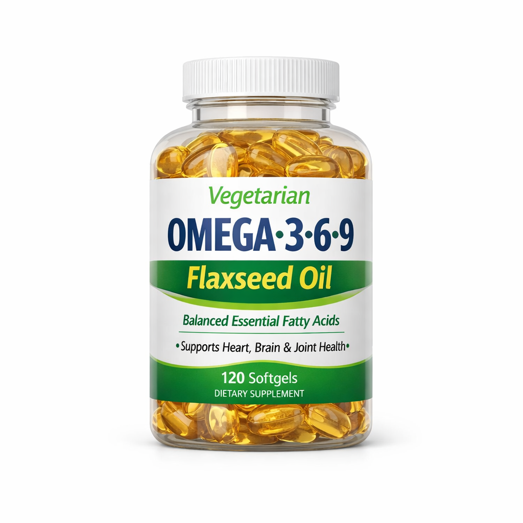Vegetarian Omega 3-6-9 Flaxseed Oil — 60 Count