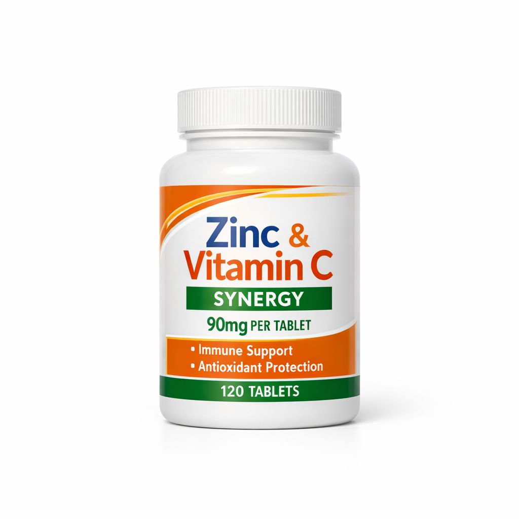 Zinc & Vitamin C Synergy Tablets — 90mg