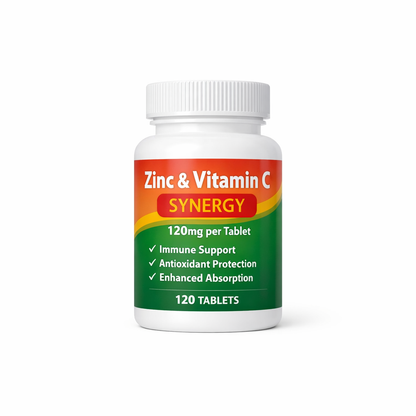 Zinc & Vitamin C Synergy Tablets — 120mg